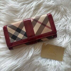 Burberry Beige and Red Plaid Wallet